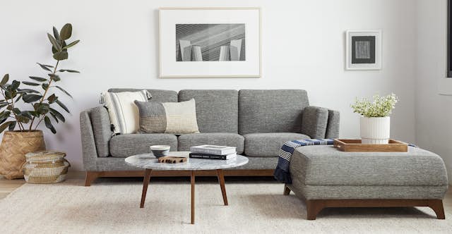 Ceni Walnut & Volcanic Gray Fabric Sofa | Article