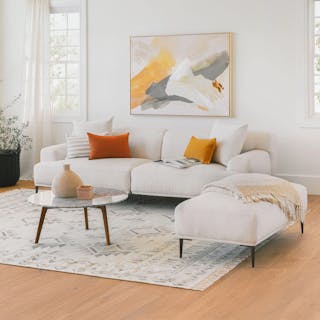 The Lounging on Cloud Nine Bundle , contains products [Abisko 91" Sofa - Quartz White] and [Abisko 45.5" Ottoman - Quartz White].