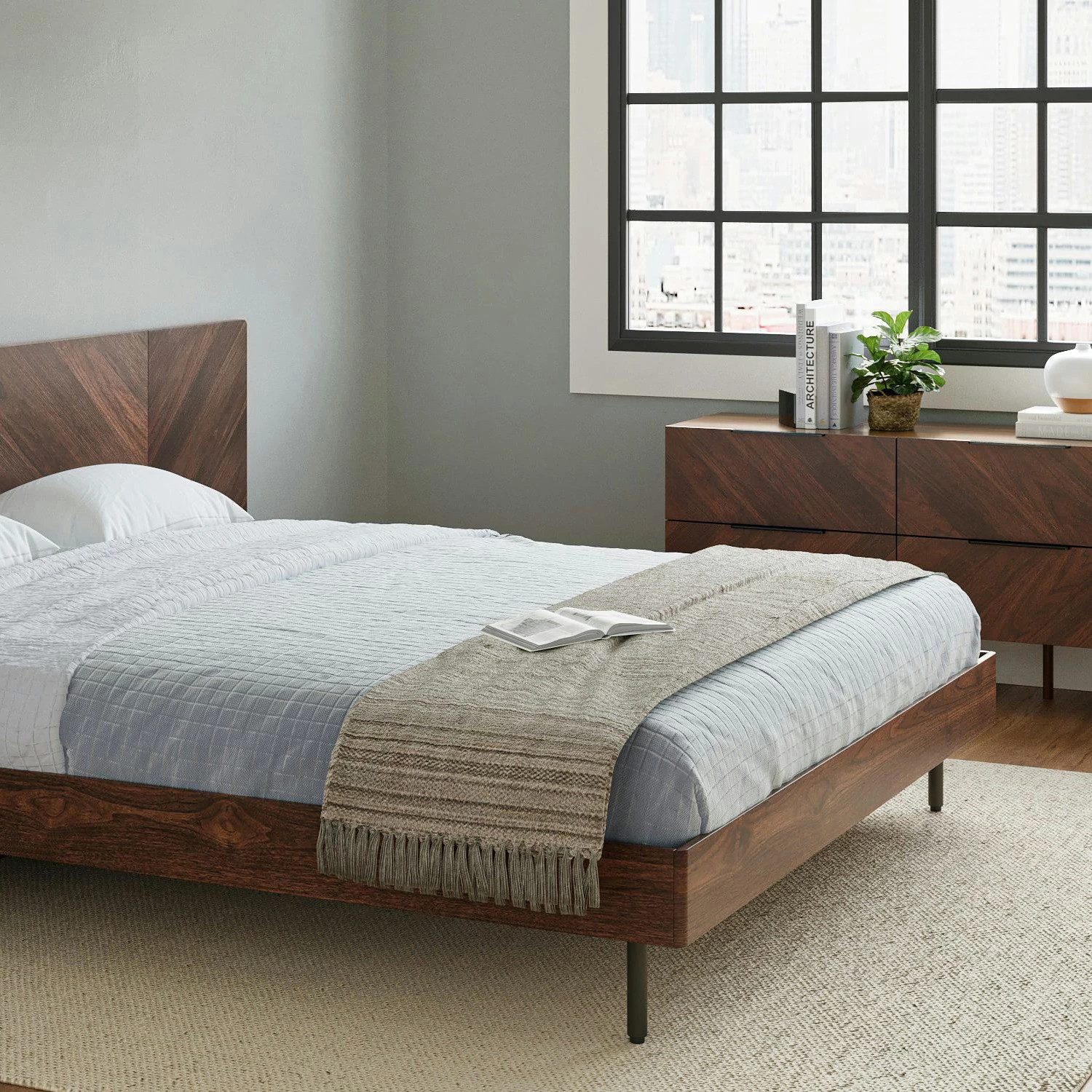 Nera Oak King-sized Wood Bed Frame w/ Nightstands | Article