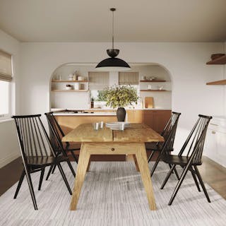 The Rough and Refined Bundle, contains products [Madera 71" Solid Wood Dining Table - Oak] and [Dabo Dining Chair - Black].