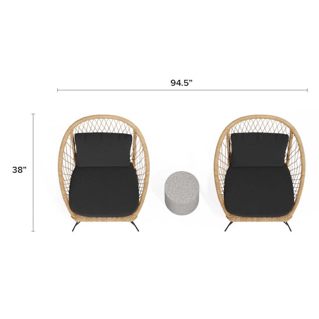 Aeri Black Wicker Outdoor Lounge Chair + Lily White Cushion Article