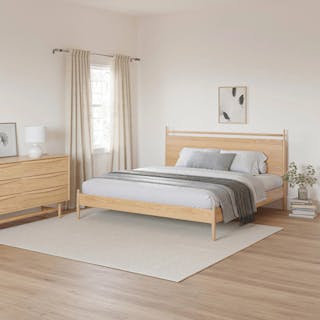 The Ready for REM Bundle - King, contains products [Lenia King Panel Bed - White Oak] and [Lenia 6-Drawer Double Dresser - White Oak].
