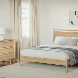 The Ready for REM Bundle - Queen, contains products [Lenia Queen Panel Bed - White Oak] and [Lenia 6-Drawer Double Dresser - White Oak].