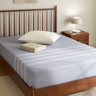 The Leesa Spindle Bed Bundle - Studio Full, contains products [Leesa Studio Full Mattress] and [Lenia Full Bed - Walnut].