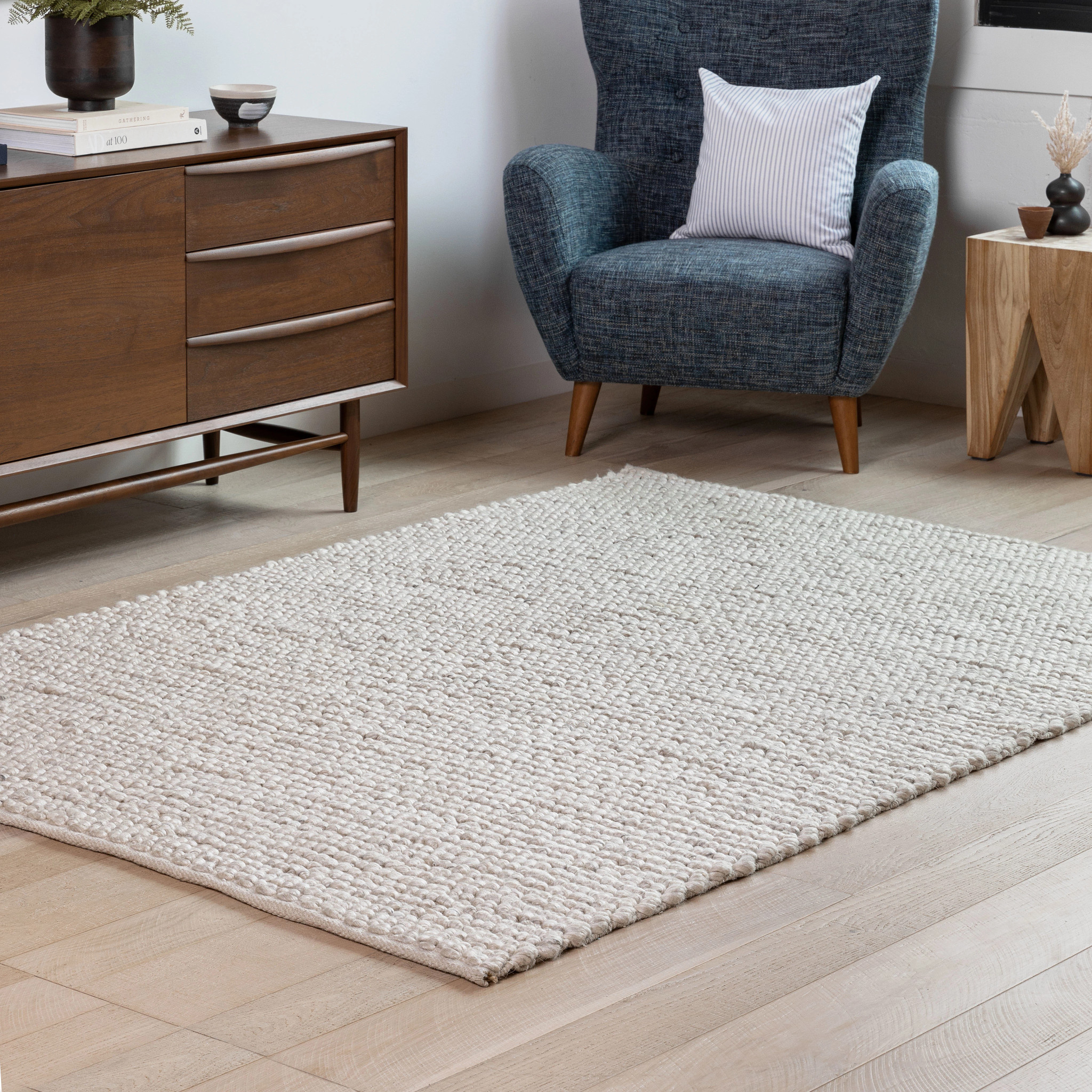 5x8 Ivory White Handmade Area Rug | Hira | Article