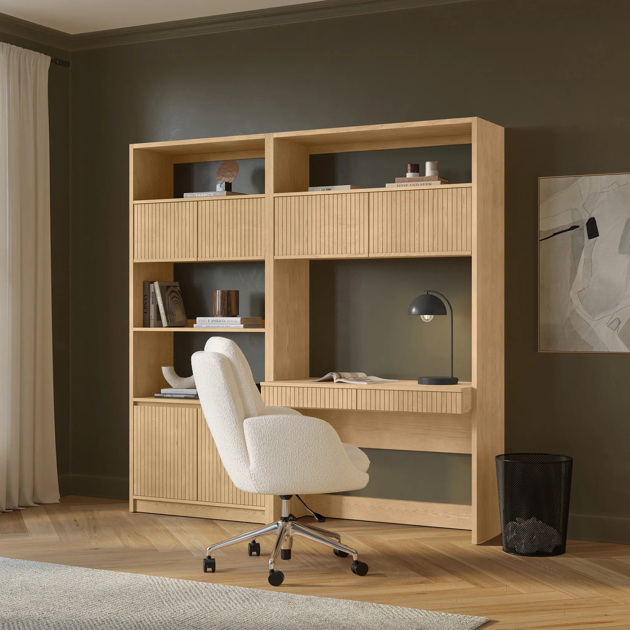 Kouva 45.75" Modular Wall Desk - Natural Oak