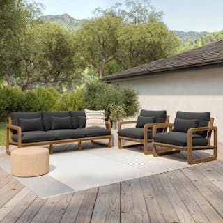 The Laholm Sofa Set, contains products [Laholm 88" Outdoor Sofa - Dravite Black] and [Laholm 36.5" Outdoor Lounge Chair - Dravite Black].