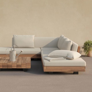 The Lubek keep-it-fresh Bundle, contains products [Lubek 100.5" Outdoor Low Corner Sectional Set - Slate Gray] and [Lubek Outdoor Sectional Cushion Cover Set - Dravite Ivory].