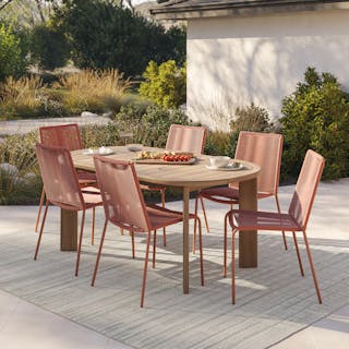 Daphne Extendable Dining Table x Zina Dining Chair Bundle - Primary View 1 of 7 (Click To Zoom).