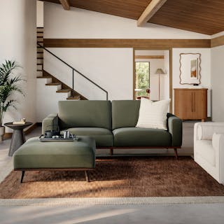 The Rhett Sofa Bundle, contains products [Rhett 84" Sofa - Felted Green] and [Rhett 38.5" Ottoman - Felted Green].