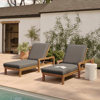 The Laholm Chaise Lounge Bundle, contains products [Laholm 78" Outdoor Chaise Lounge - Dravite Black].