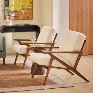 The Otio Lounge Chair Bundle, contains products [Otio 26" Lounge Chair - Walnut and Welsh Taupe].