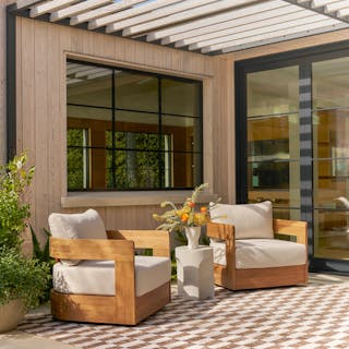 Pilou Lounge Chair Bundle, contains products [Pilou 32.75" Outdoor Swivel Chair - Dravite Ivory].