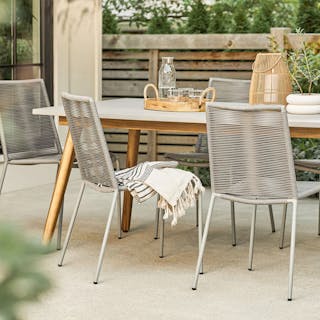 The Atra Outdoor Dining Table x Zina Dining Chair Bundle - Primary View 1 of 6 (Click To Zoom).