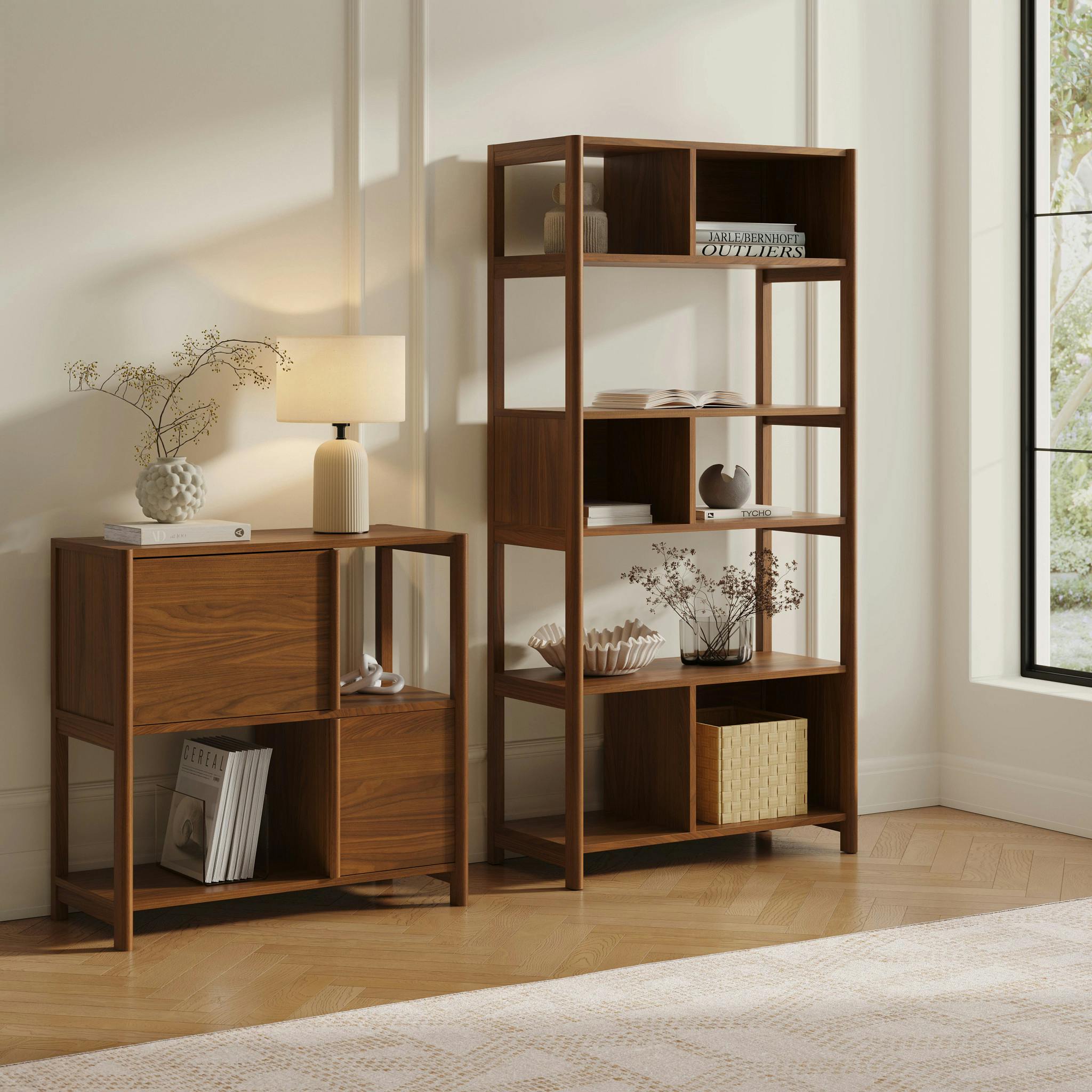 Mysen Natural Oak Wood Tall Bookcase | Article