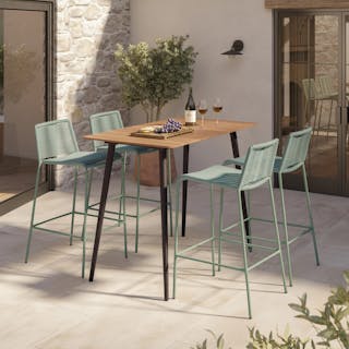 The Latta Outdoor Bar Table x Zina Outdoor Bar Stool Bundle