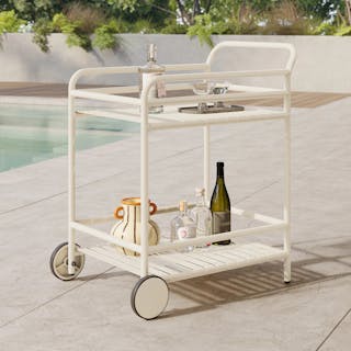 The Sarek Outdoor Bar Cart x Bench x Dining Table Bundle - Primary View 1 of 8 (Click To Zoom).