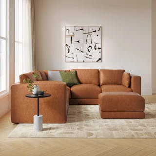 The Whitmore Leather Corner Sectional x Ottoman Bundle