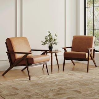The Otio Leather Lounge Chair x Amoeba Side Table Bundle
