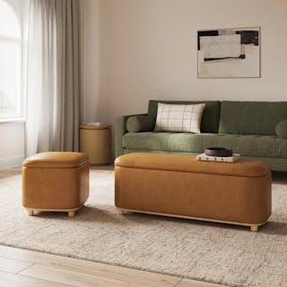 The Maribo Leather Storage Ottoman Bundle