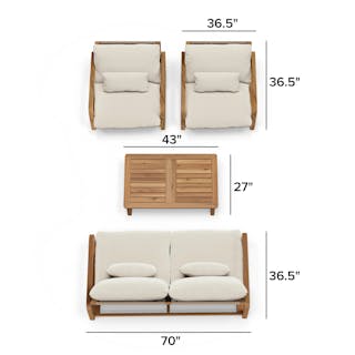  The Laholm Outdoor Loveseat x Lounge Chairs x Coffee Table Bundle - Primary View 1 of 8 (Click To Zoom).