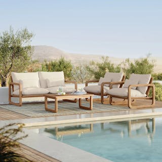The Laholm Outdoor Loveseat x Lounge Chairs x Coffee Table Bundle