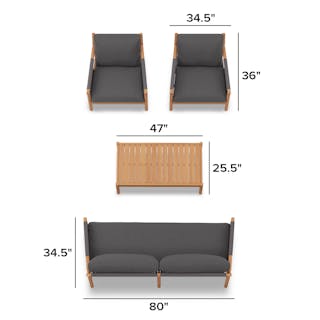The Rosa Outdoor Sofa x Lounge Chairs x Coffee Table Bundle - Primary View 1 of 8 (Click To Zoom).