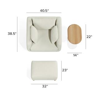 The Nora Lounge Chair x Ottoman x Portima Side Table Bundle - Primary View 1 of 8 (Click To Zoom).