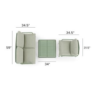 The Sarek Outdoor Loveseat x Lounge Chair x Coffee Table Bundle - Primary View 1 of 8 (Click To Zoom).