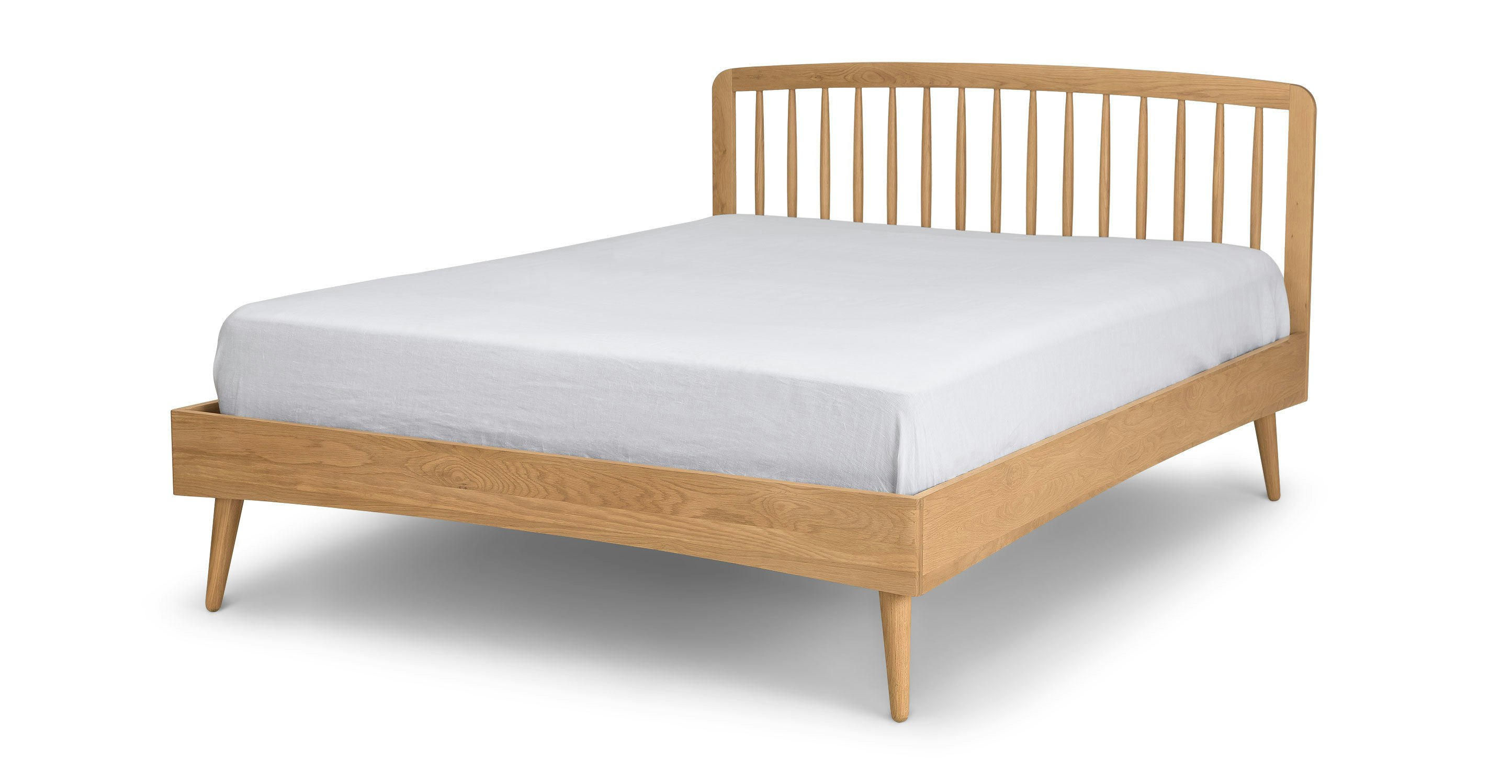 Oak Culla Queen Size Wooden Spindle Bed Frame Article