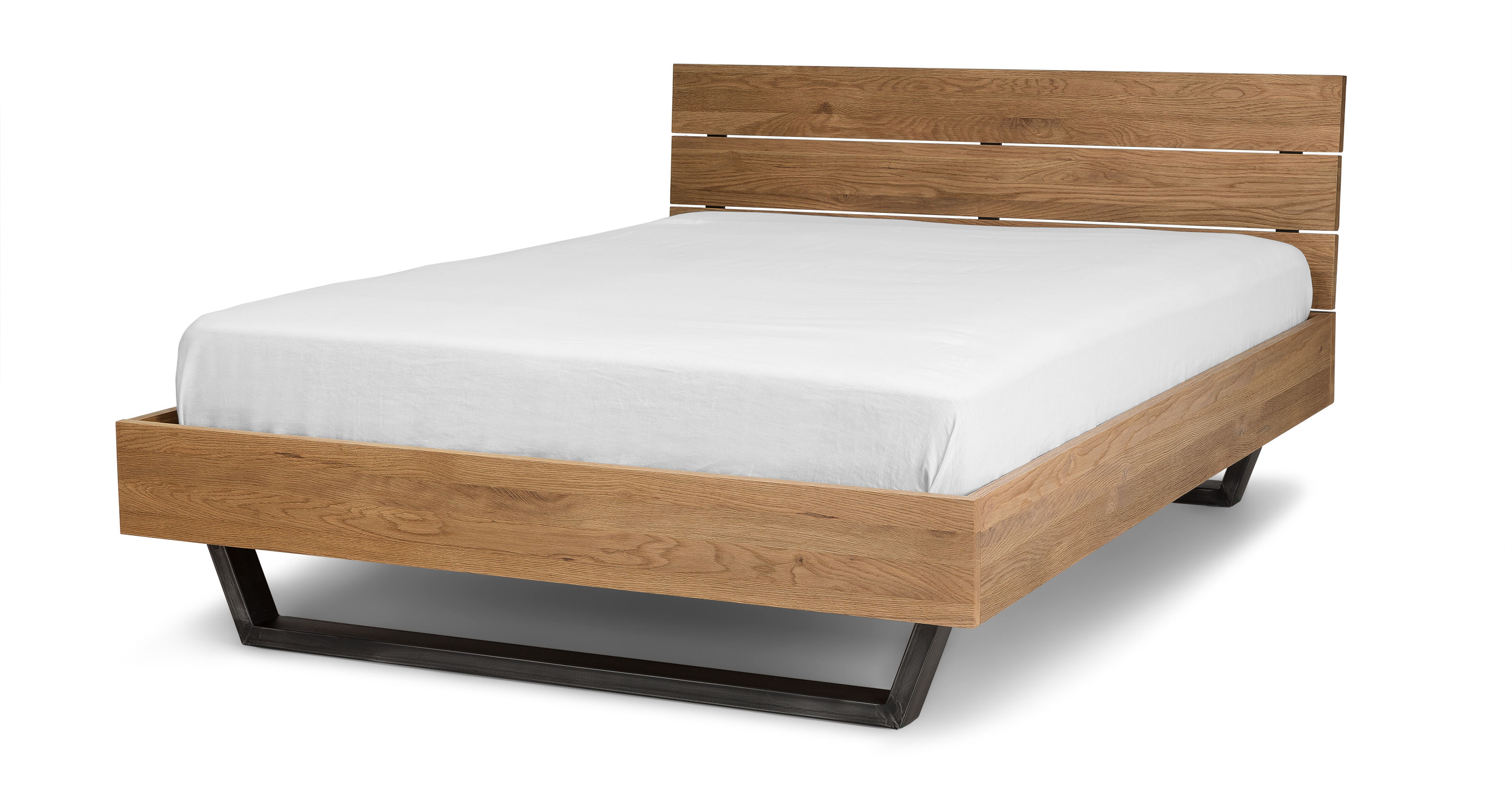 Oak Wood King Sized Bed Frame W Headboard Taiga Article