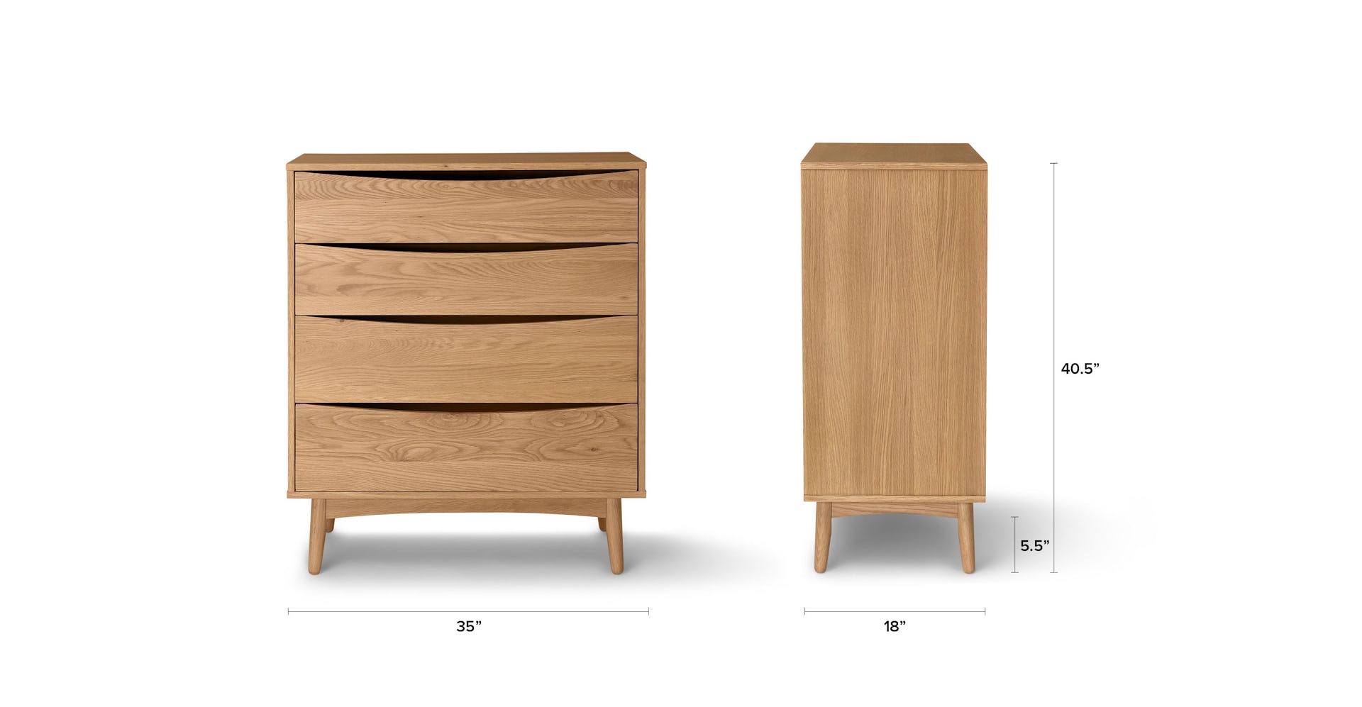Oak Culla 4 Drawer Wooden Double Dresser Article