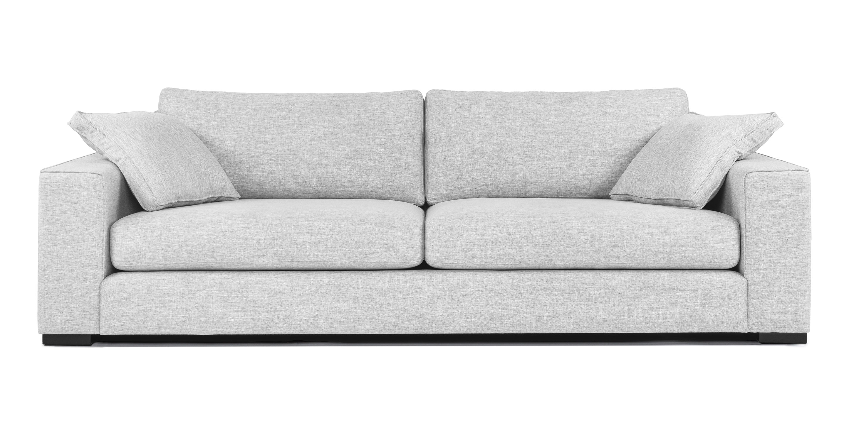 lont Uitpakken Verlenen Mist Gray 3-Seater Fabric Sofa w/ Throw Pillows | Sitka | Article