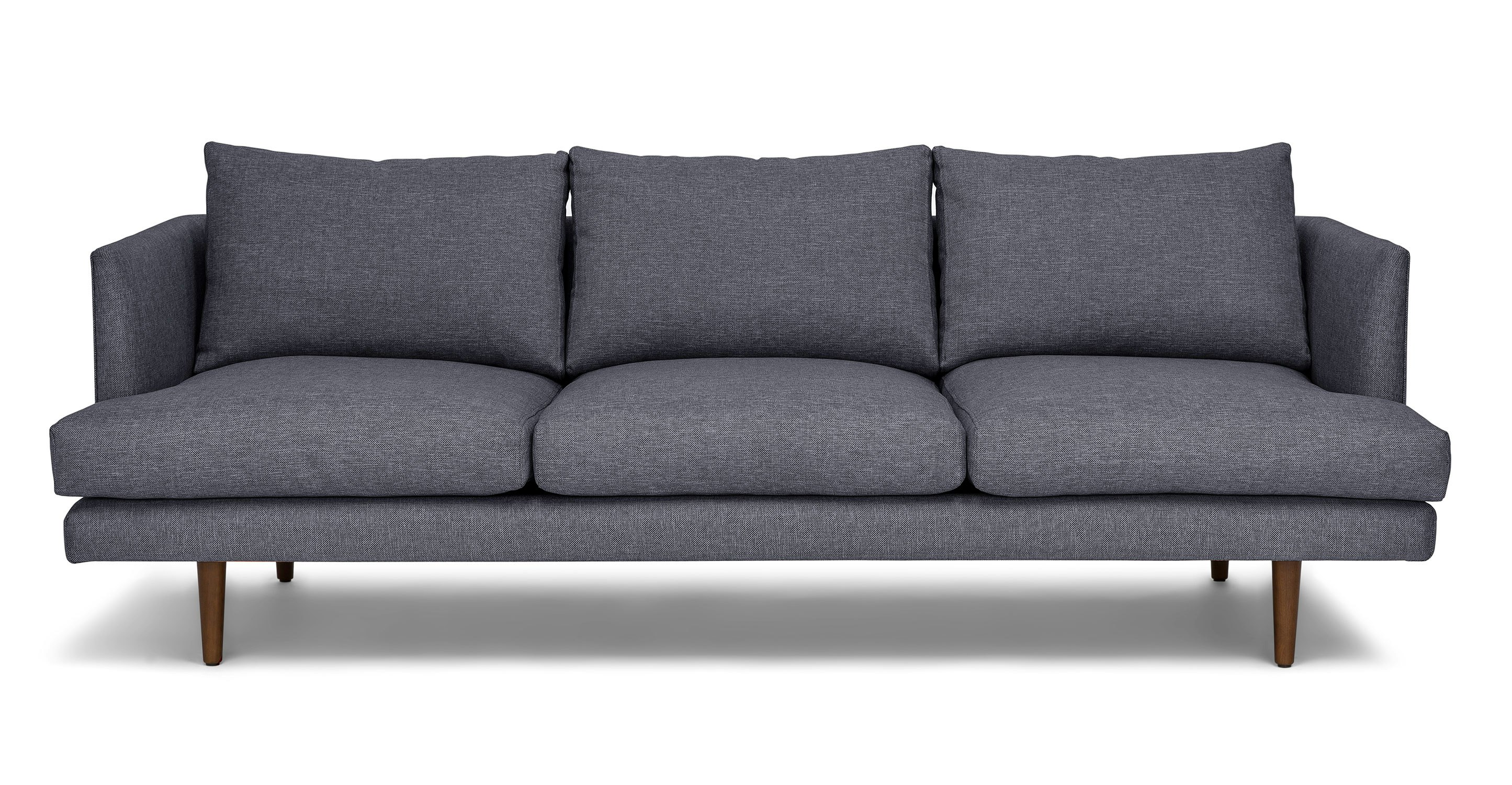 Blue Fabric Sofa 3 Seater Solid Wood Legs Article Burrard Modern Furniture