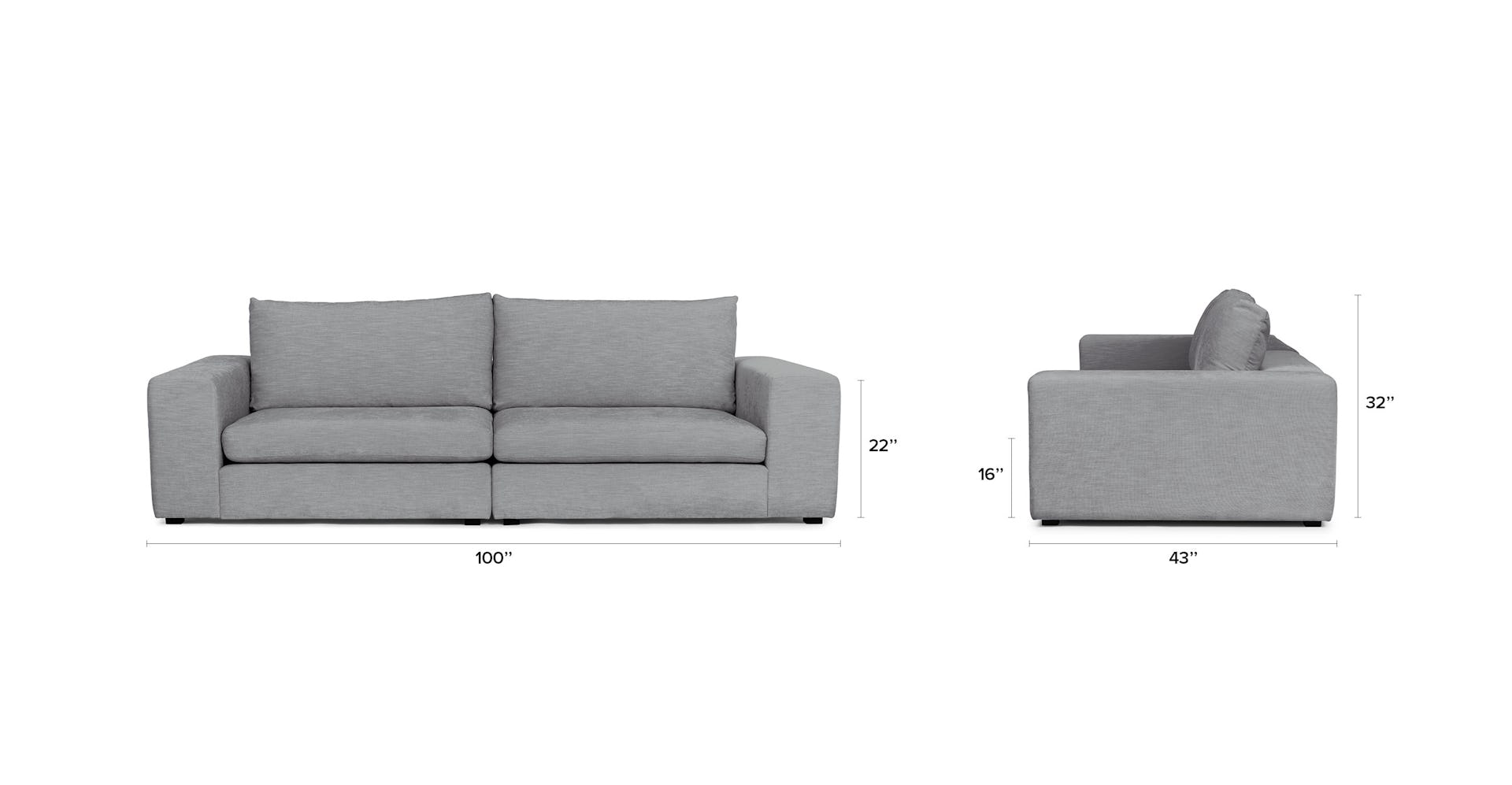 Gaba Gull Gray Two Seater Modular Sofa Gaba Gull Gray Two Seater Modular Sofa