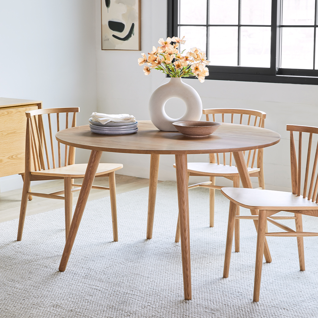 Seno Round Oak Dining Table for 4 People | Article