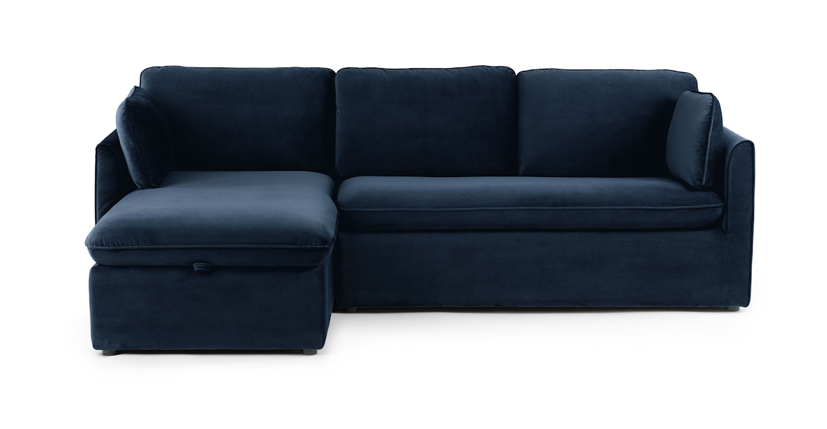 Tidal Blue Oneira Left Facing Velvet Sofa Bed Article