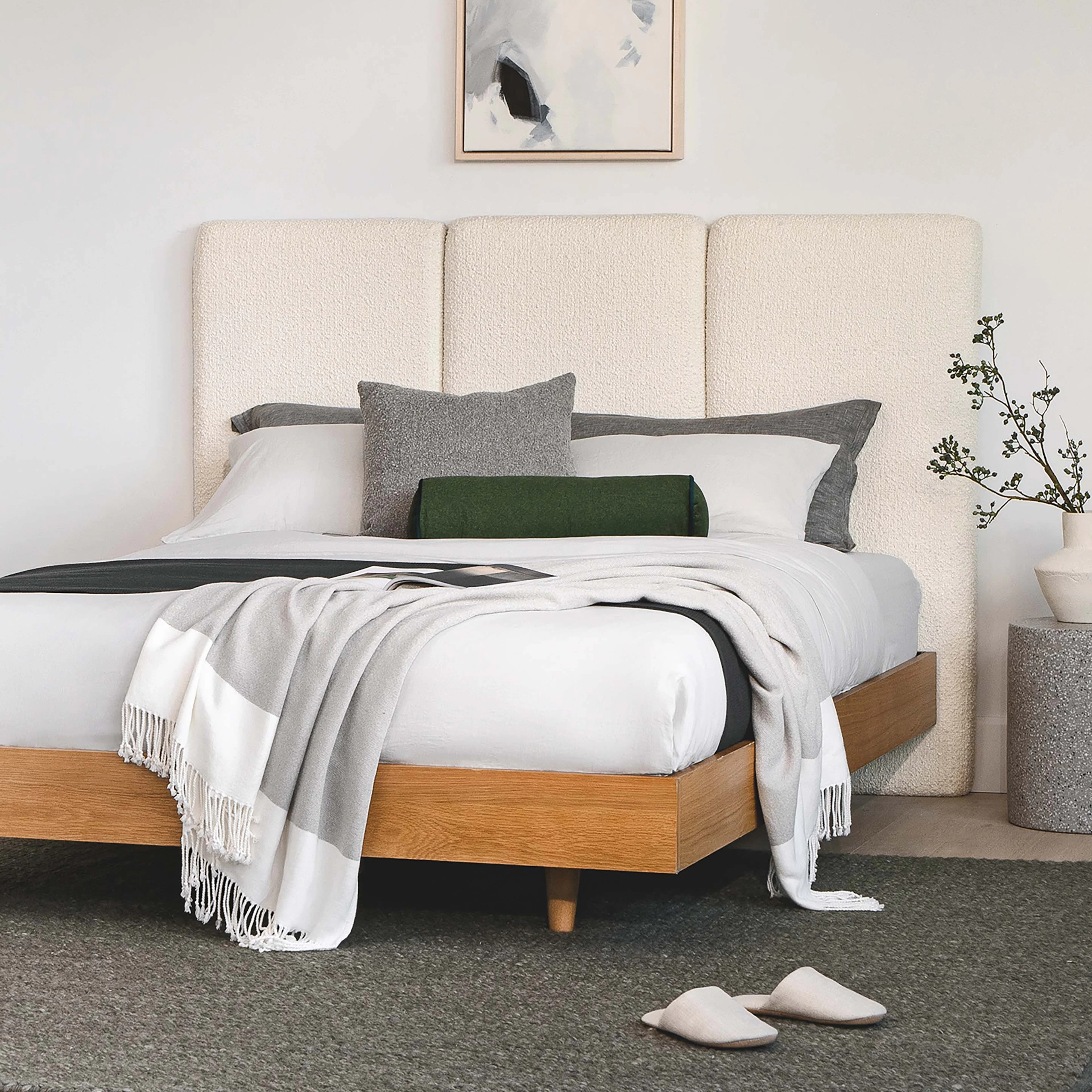 Basi Queen Bed Frame in Oak - Modern Design