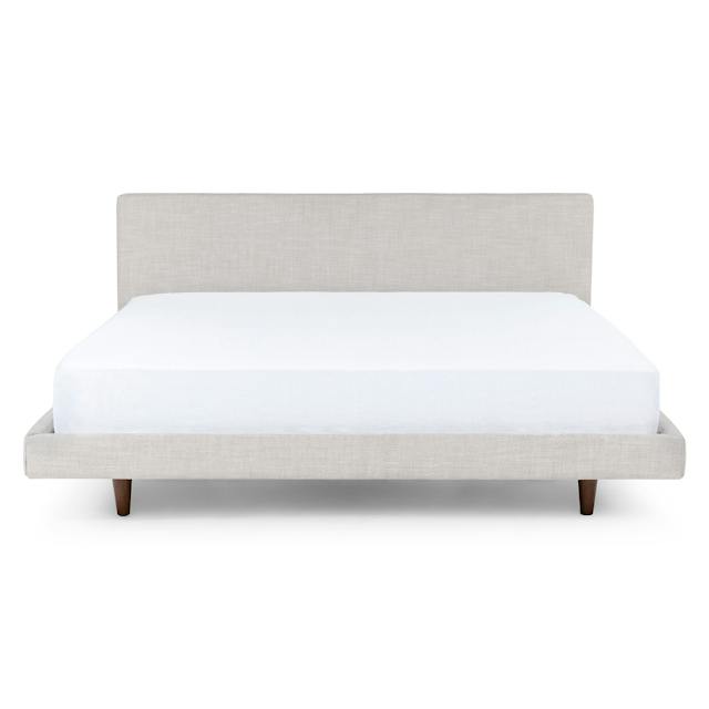 Tessu Light Grey Upholstered King Bed, Solid Wood Legs | Article