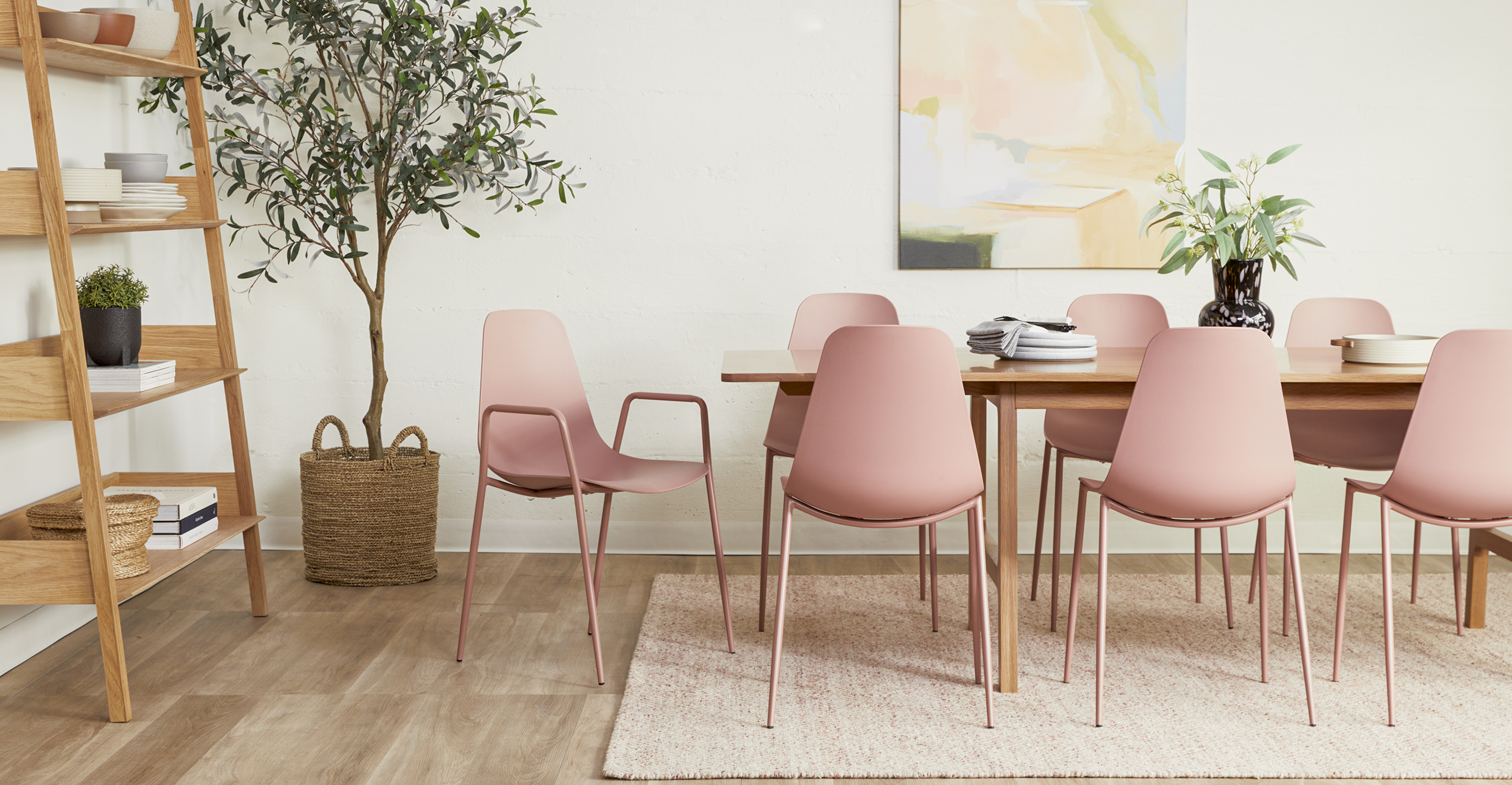 Contemporary Mid Century Modern Pink Outdoor Dining Chairs