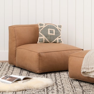 Solae 36" Leather Armless Chair Module - Canyon Tan