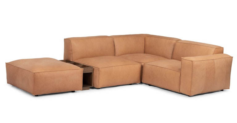 Solae Canyon Tan / Walnut Right Arm Corner Sectional - Primary View 1 of 14 (Open Fullscreen View).