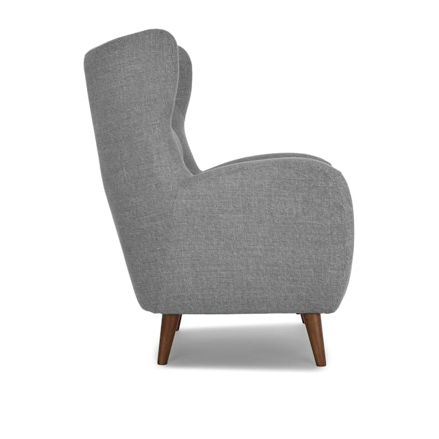 Model 35 Chair Mod Gray Fabric Accent Armchair, High Wing Back, Curved Arms, Solid ...