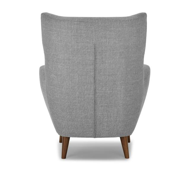 Mod Gray Fabric Accent Armchair, High Wing Back, Curved Arms, Solid ...