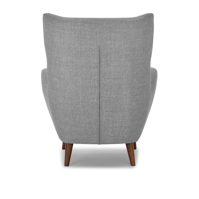 Model 35 Chair Mod Gray Fabric Accent Armchair, High Wing Back, Curved Arms, Solid ...
