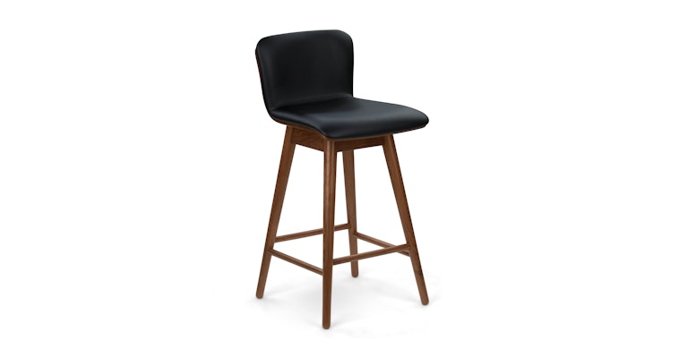 Sede Black Leather Walnut Swivel Counter Stool - Primary View 1 of 11 (Open Fullscreen View).