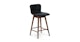 Sede Black Leather Walnut Swivel Counter Stool - Gallery View 1 of 11.