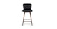 Sede Black Leather Walnut Swivel Counter Stool - Gallery View 2 of 11.