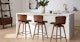 Sede Black Leather Walnut Swivel Counter Stool - Gallery View 2 of 12.