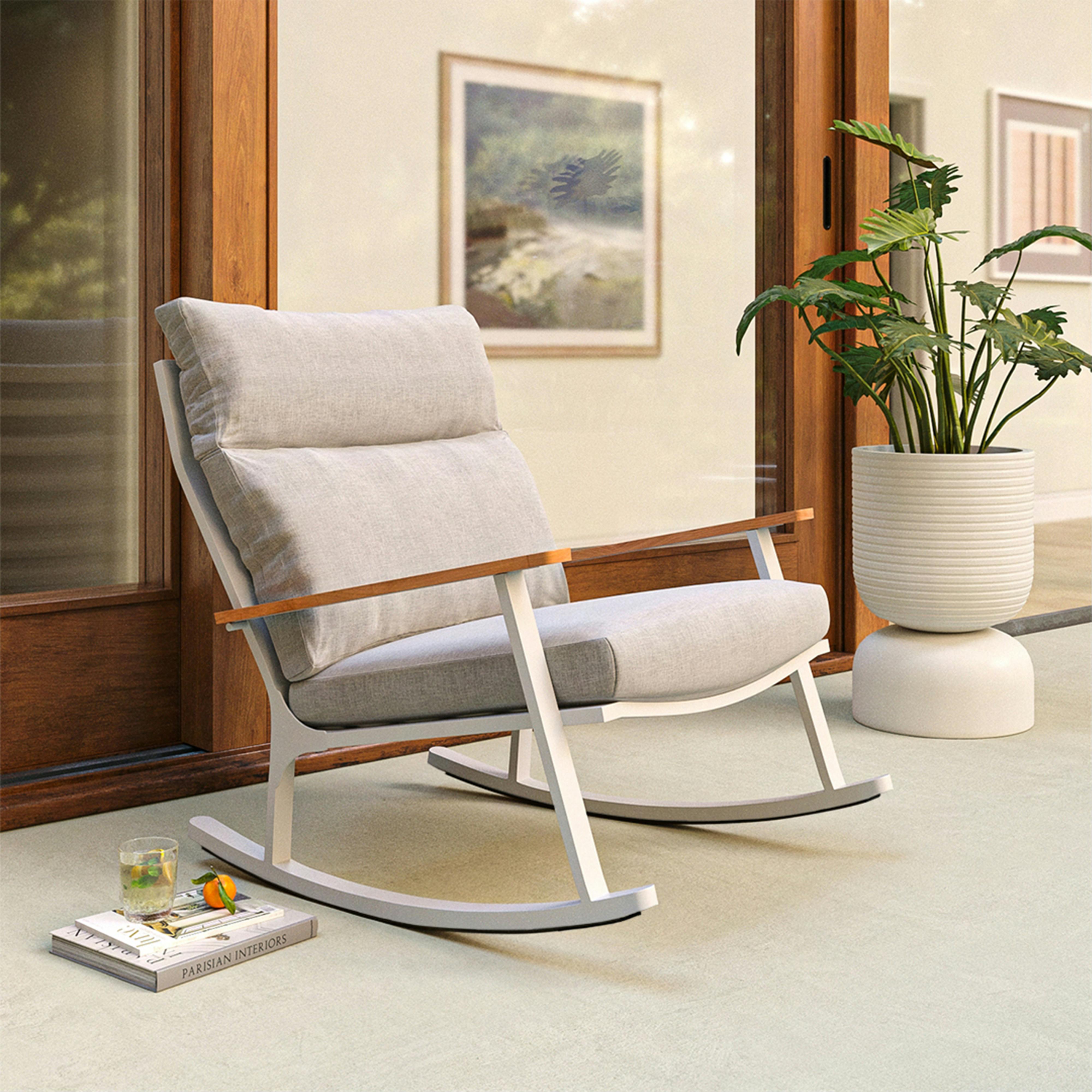 Eleya 31.5" Outdoor Rocking Chair - Cera Gray